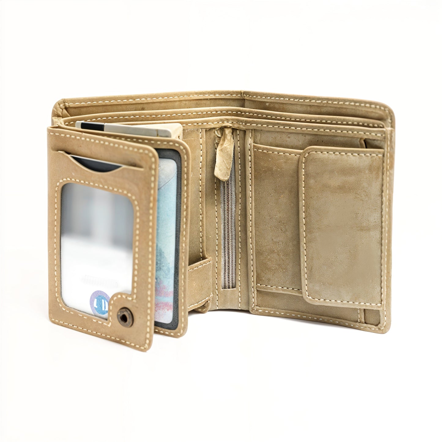 Desert Sand Suede Tri-Fold Wallet