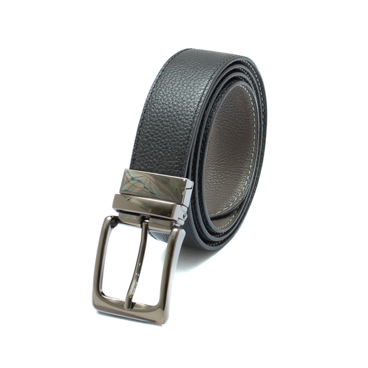 Modern Black- Grey Reversible Leather Belt