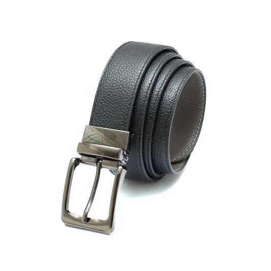 Modern Black- Grey Reversible Leather Belt