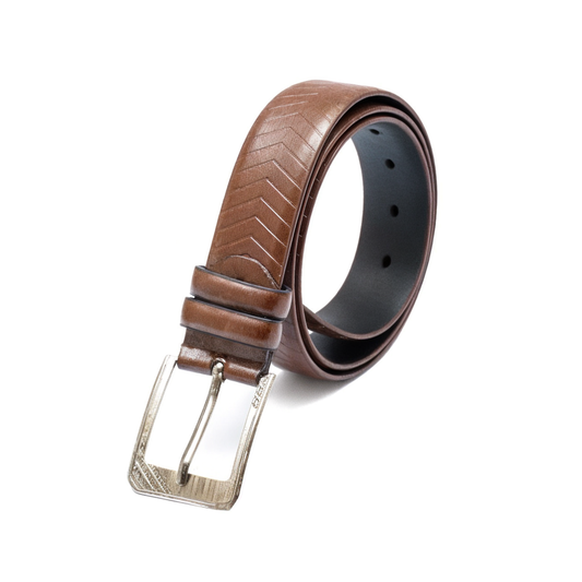 Modern Chevron Embossed Leather Belt