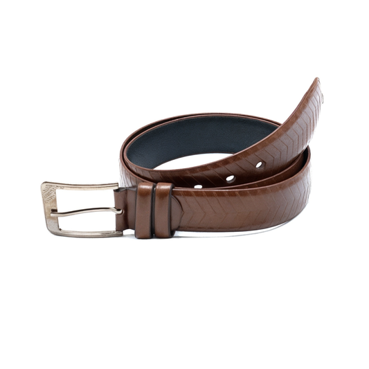 Modern Chevron Embossed Leather Belt
