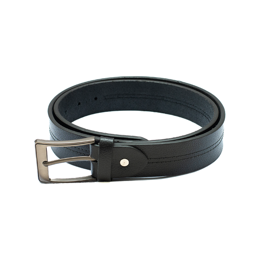 Sleek Black Textured Leather Belt