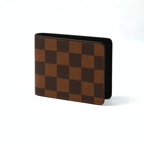 Brown Checkered Wallet