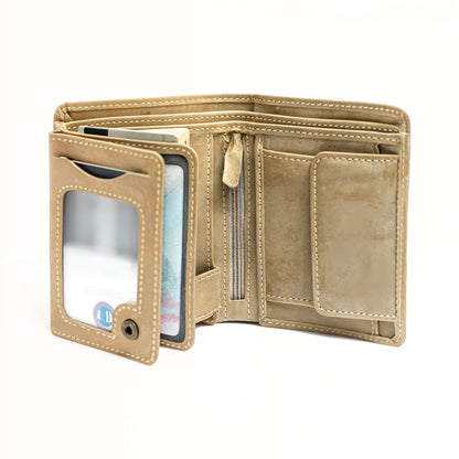 Desert Sand Suede Tri-Fold Wallet
